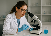 Junge Wissenschaftlerin am Mikroskop Junge Wissenschaftlerin am Mikroskop