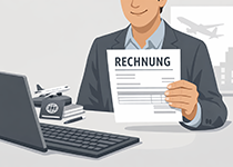 Mann mit einer Rechnung in der Hand